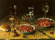 Osias Beert Still Life with Cherries Strawberries in China Bowls Spain oil painting reproduction